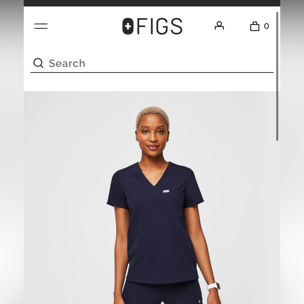 Figs Catarina One Pocket Scrub Top Navy XL